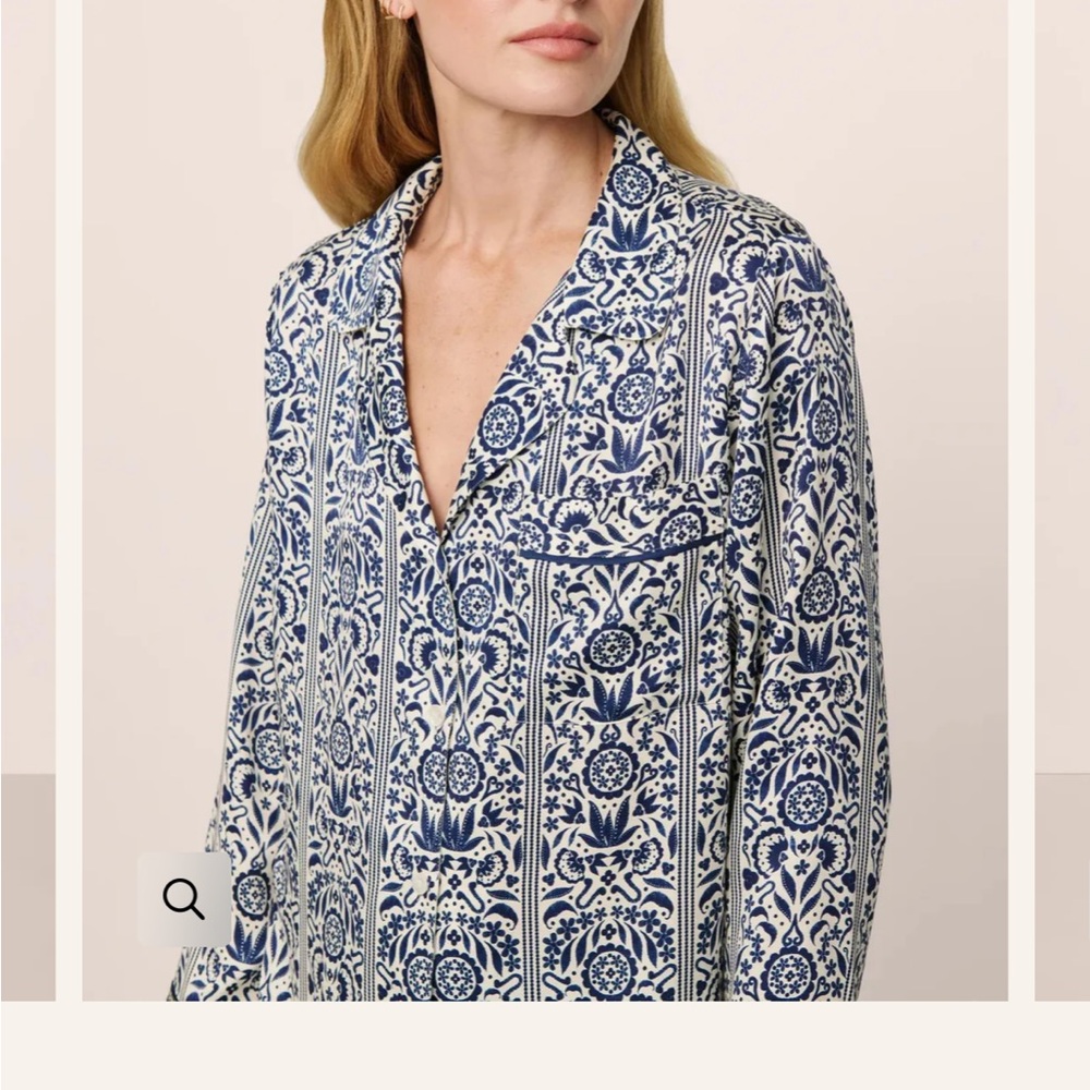 Eberjey x Casa Del Sol - Inez Washable Silk Printed Long PJ Set - Size S - NEW - Picture 5 of 7